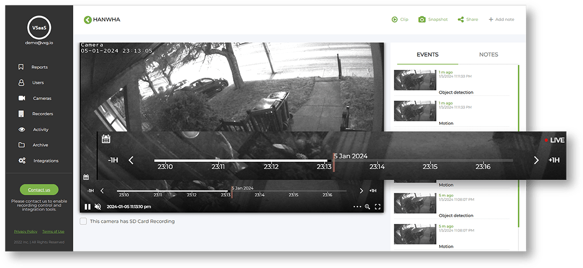 Real-time cloud recording from any IP camera, or DVR/NVR channel