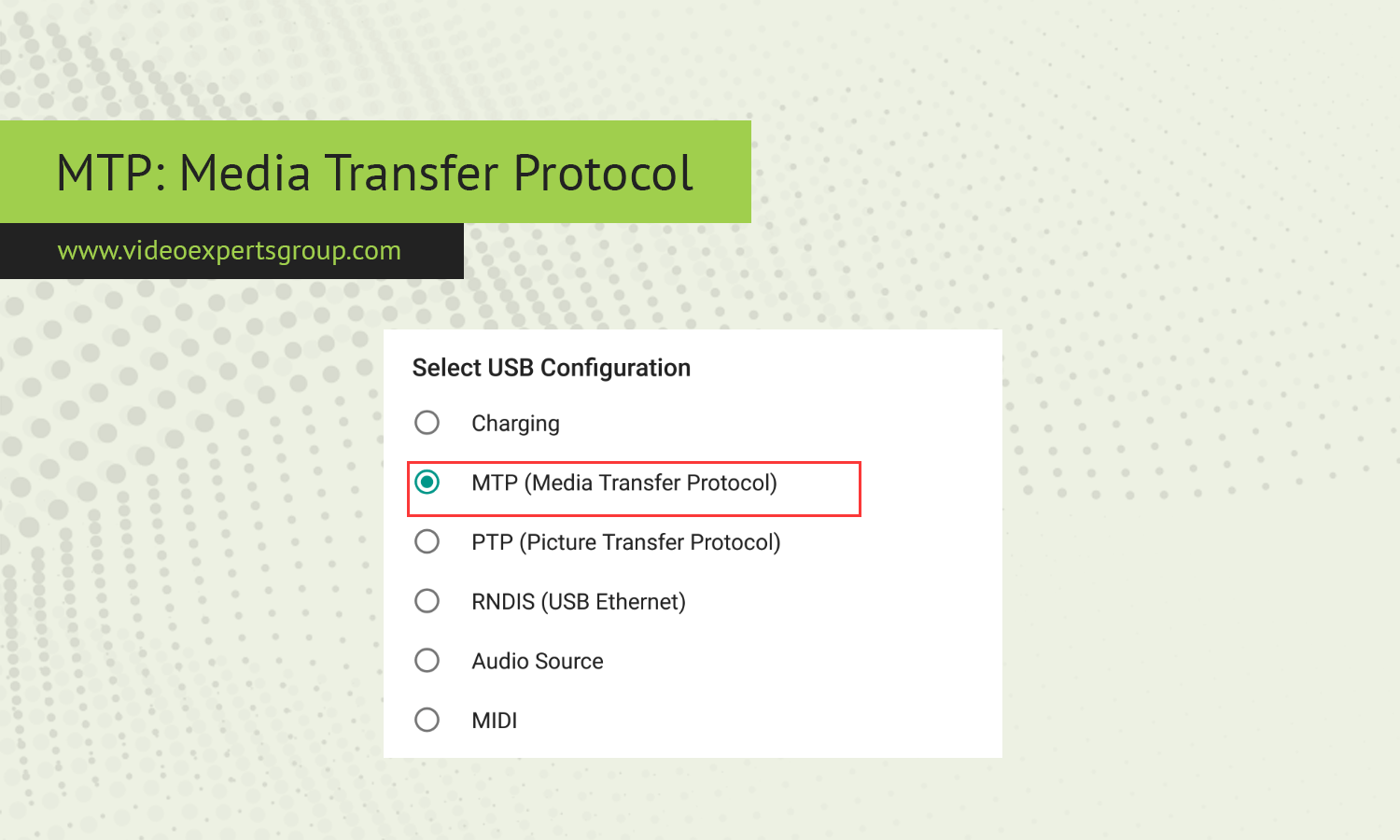 MTP: Media Transfer Protocol