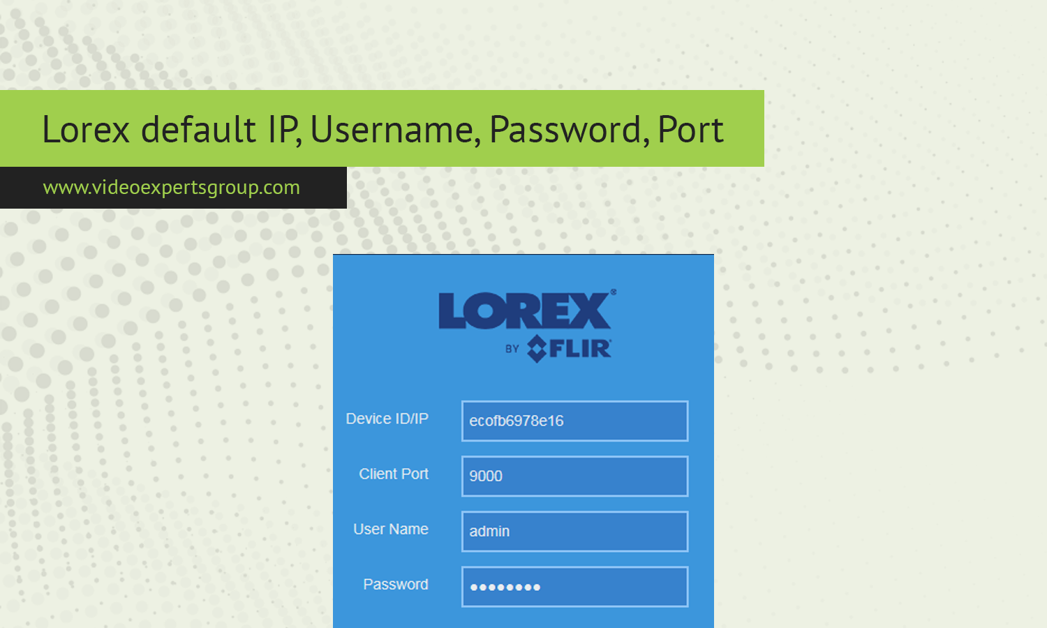 Lorex Login: Camera Default IP, Username, Password, Port