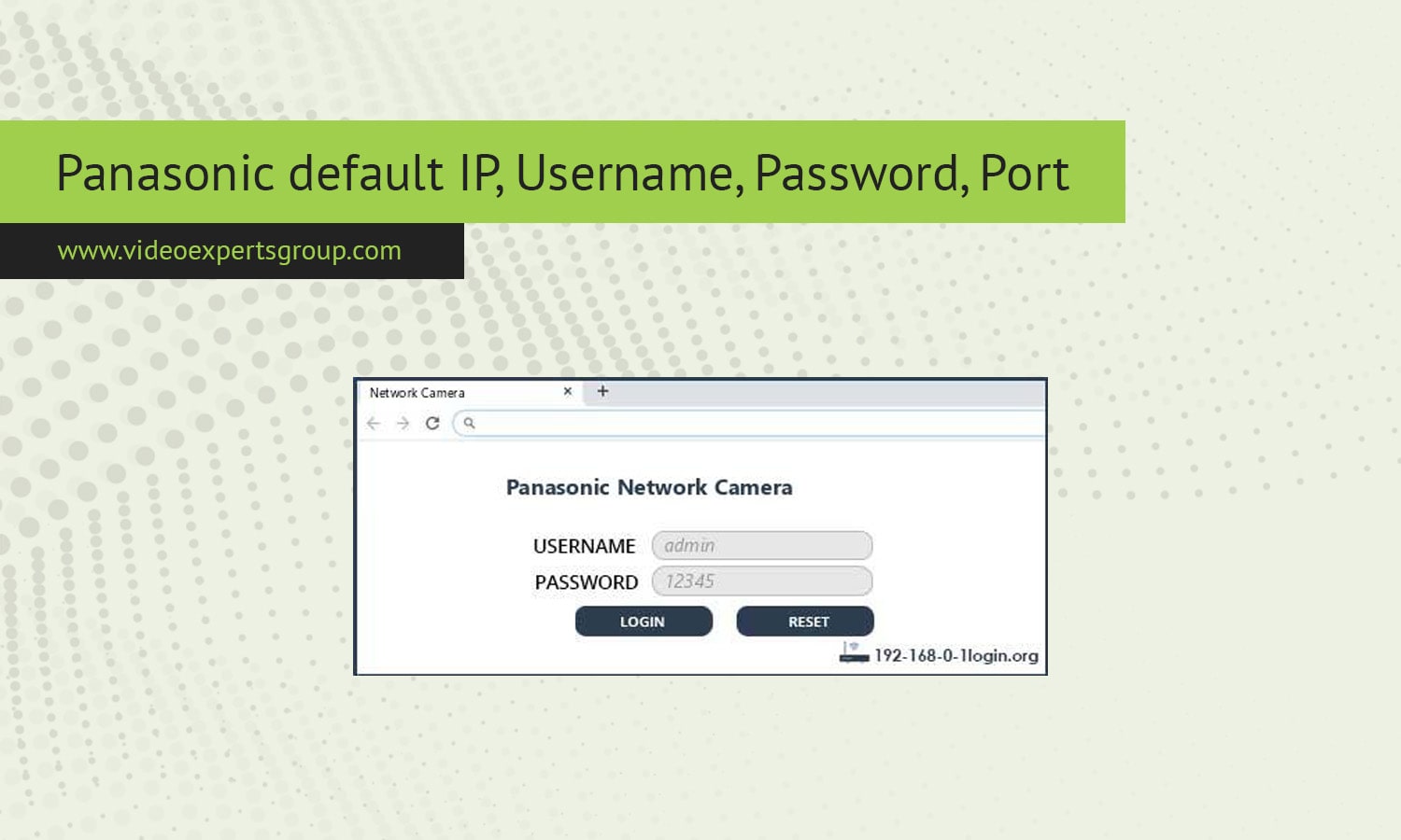 Panasonic Login: Default IP, Username, Password, Port