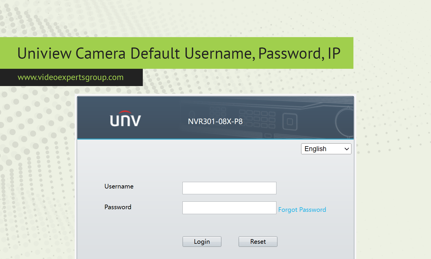 Uniview (UNV) Camera Default Username, Password, IP